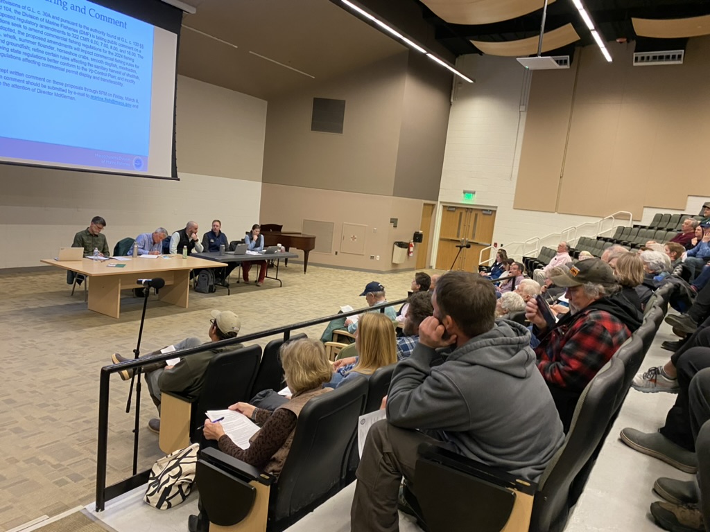 attendees and DMF staff at public comment meeting on 2-28-24